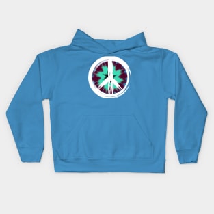 Maroon/Teal Tie-Dye Peace Sign Kids Hoodie